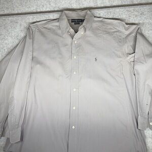 Polo Ralph Lauren Shirt Mens 2XL Grey Long Sleeve Classic Oxford Button Front